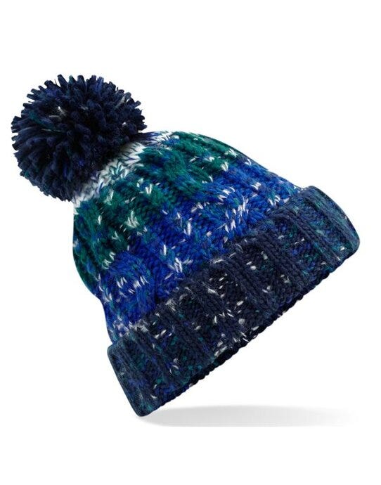 Beechfield B486 Corkscrew Pom Pom Beanie - Alpine Blues