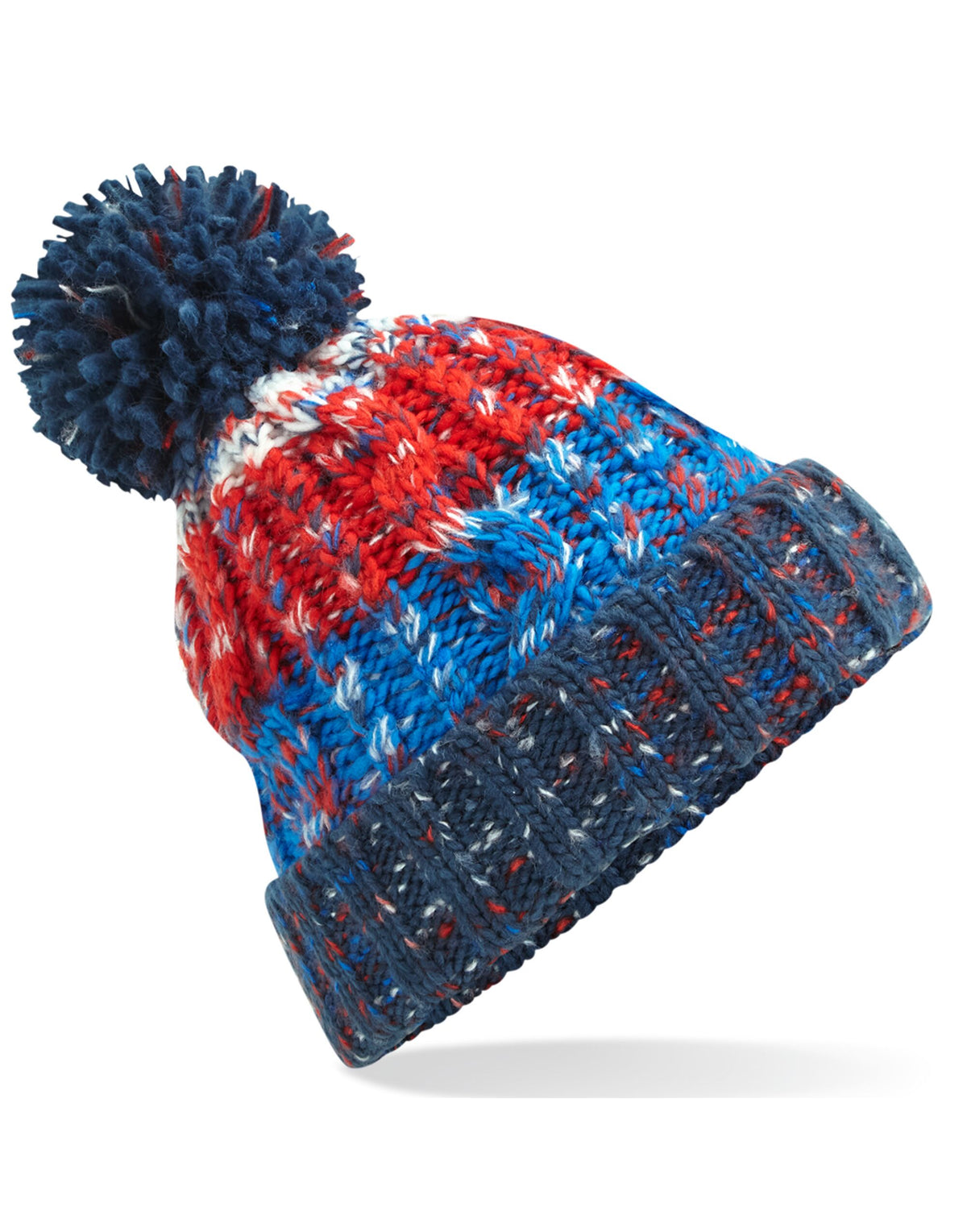 Beechfield B486 Corkscrew Pom Pom Beanie - Chilli Blues