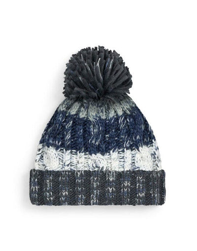 Beechfield B486 Corkscrew Pom Pom Beanie - Arctic Dawn