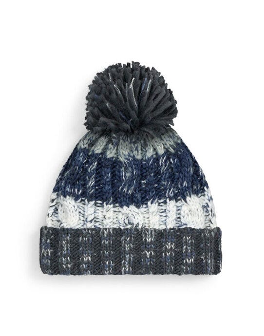Beechfield B486 Corkscrew Pom Pom Beanie - Arctic Dawn