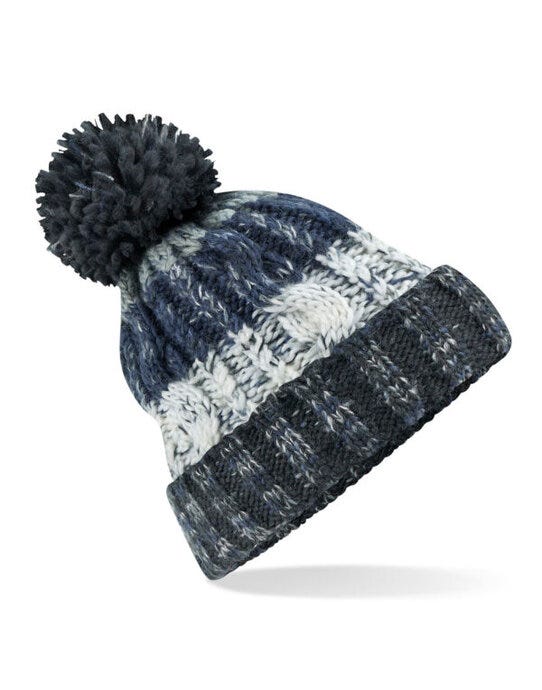 Beechfield B486 Corkscrew Pom Pom Beanie - Arctic Dawn