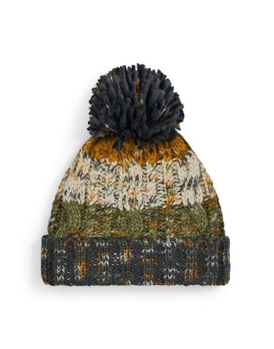Beechfield B486 Corkscrew Pom Pom Beanie - Autumn Moss