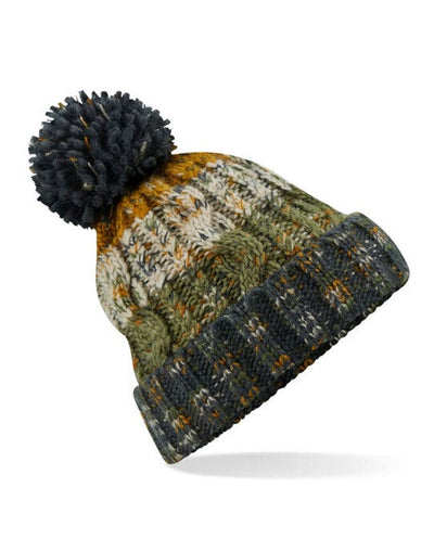 Beechfield B486 Corkscrew Pom Pom Beanie - Autumn Moss