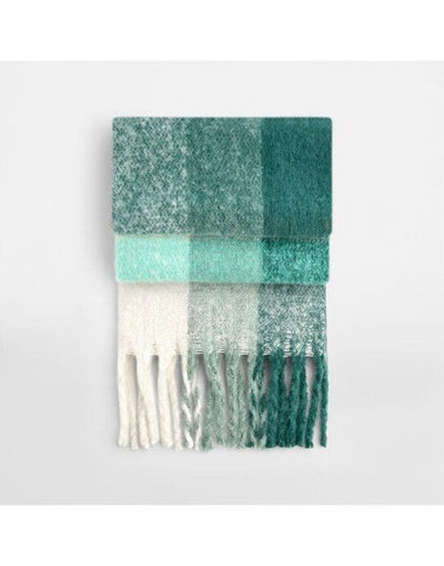 Beechfield B494R Fluffy Check Scarf - Green Check