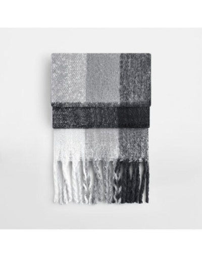 Beechfield B494R Fluffy Check Scarf - Grey Check