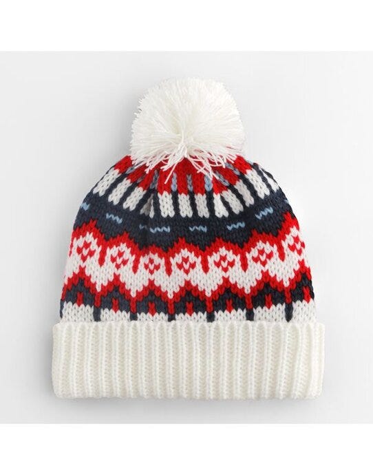Beechfield B528 Retro Ski Beanie - White Out