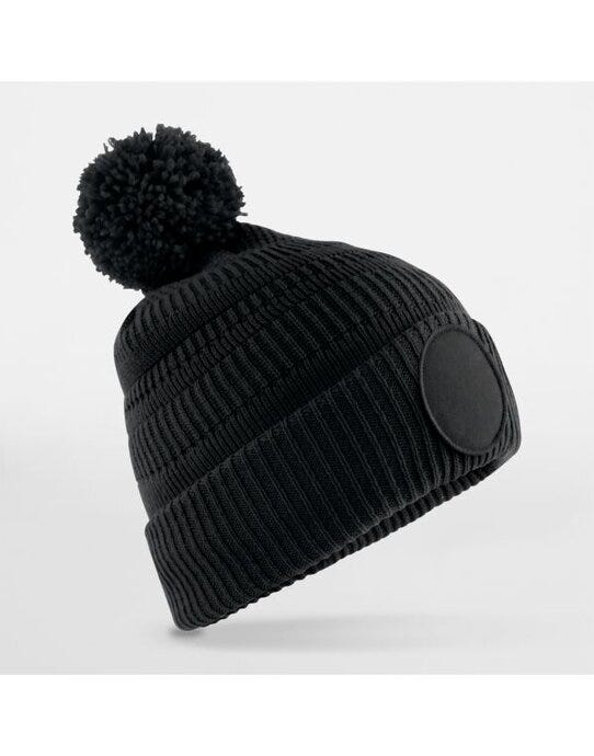 Beechfield B530R Fan Patch Beanie - Black