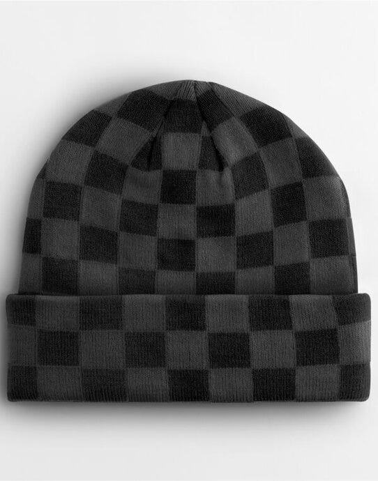 Beechfield B531 Checkerboard Beanie - Black/Charcoal