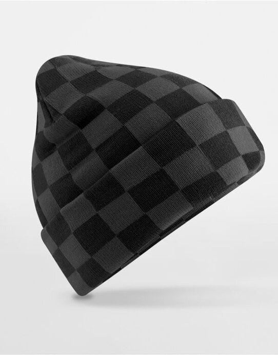 Beechfield B531 Checkerboard Beanie - Black/Charcoal