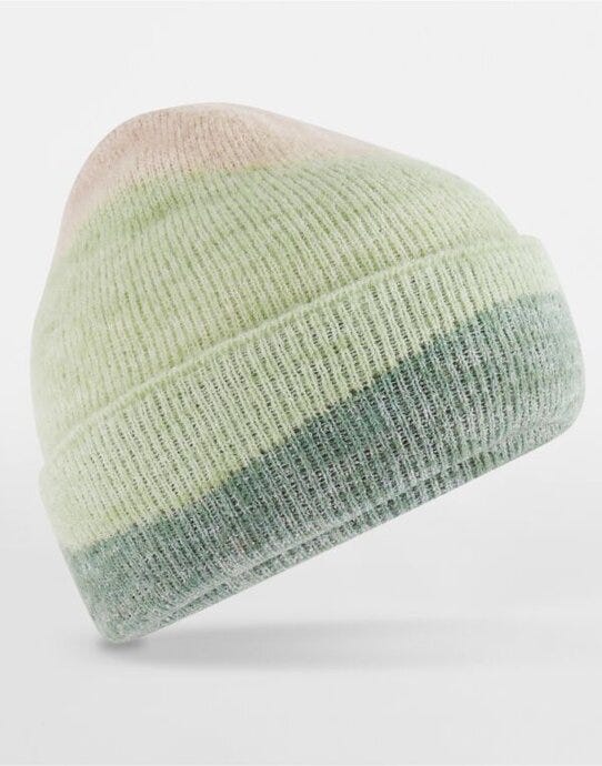 Beechfield B532 Soft Wave Beanie - Almond/Pistachio/Dusty Green