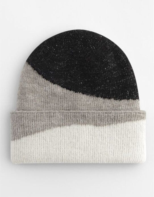 Beechfield B532 Soft Wave Beanie - Black/Light Grey/Soft White