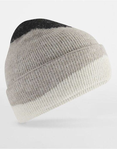 Beechfield B532 Soft Wave Beanie - Black/Light Grey/Soft White
