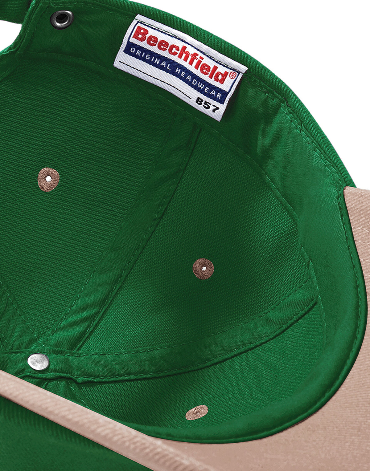 Beechfield B57 LP Heavy Brushed Cotton Cap - Forest Green/ Taupe