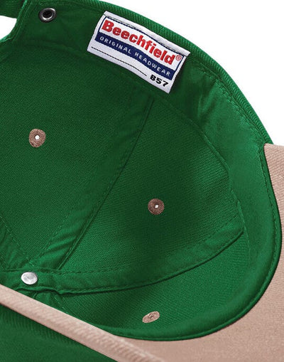 Beechfield B57 LP Heavy Brushed Cotton Cap - Forest Green/ Taupe