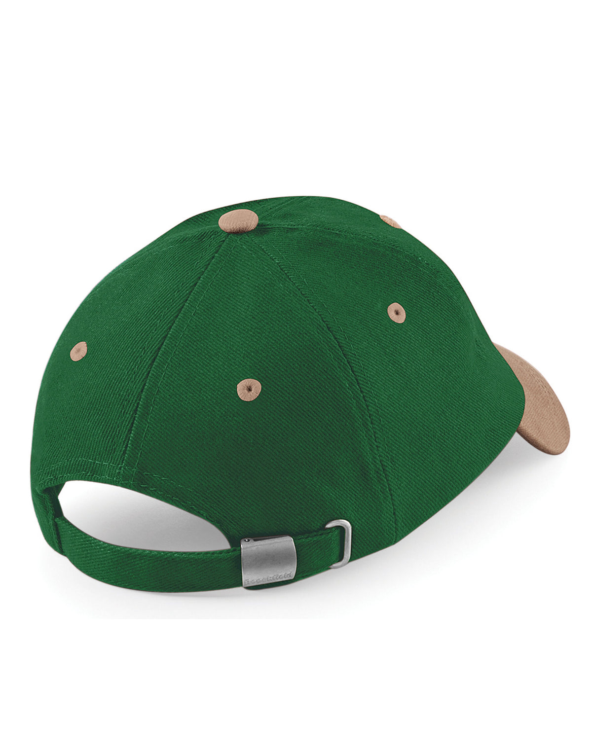 Beechfield B57 LP Heavy Brushed Cotton Cap - Forest Green/ Taupe