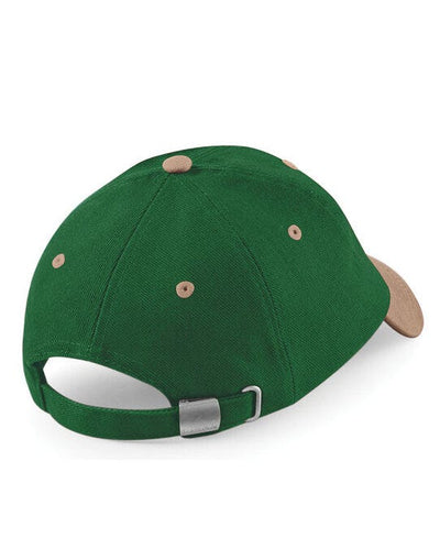 Beechfield B57 LP Heavy Brushed Cotton Cap - Forest Green/ Taupe