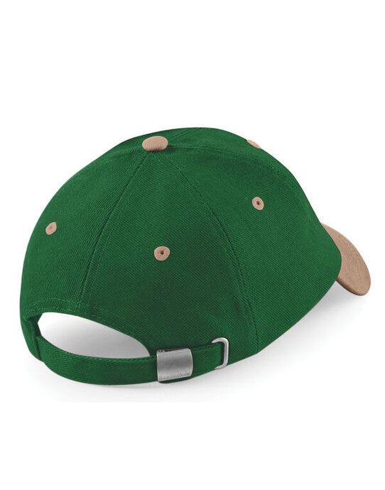 Beechfield B57 LP Heavy Brushed Cotton Cap - Forest Green/ Taupe