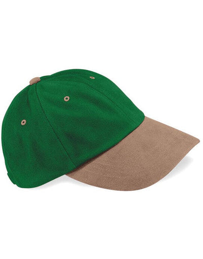 Beechfield B57 LP Heavy Brushed Cotton Cap - Forest Green/ Taupe
