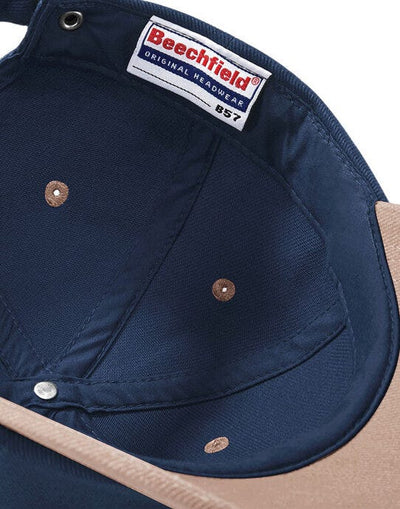 Beechfield B57 LP Heavy Brushed Cotton Cap - French Navy/ Taupe