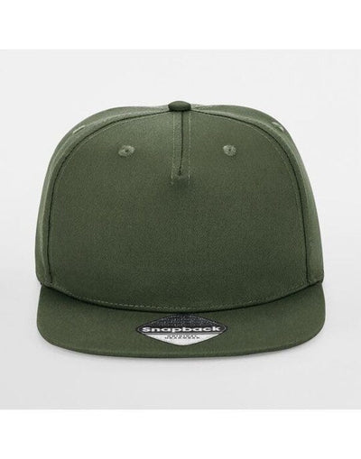 Beechfield B610 5 panel Snapback Rapper Cap - Olive Green