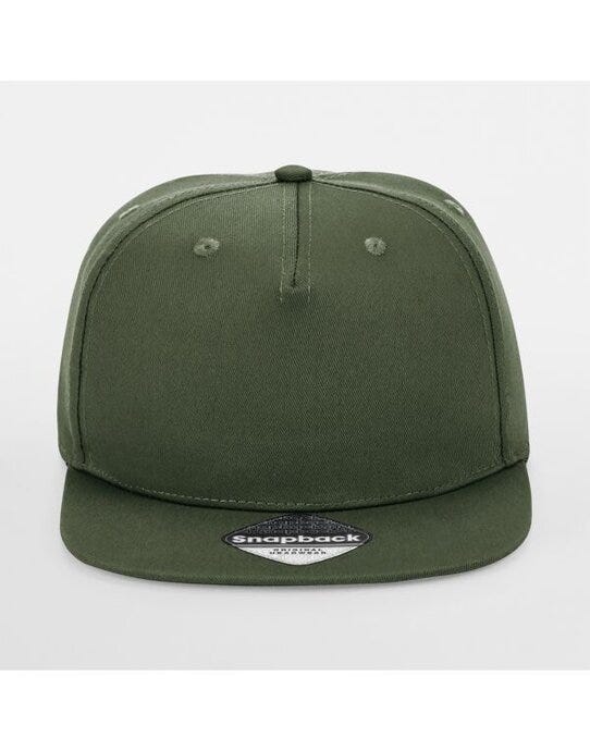 Beechfield B610 5 panel Snapback Rapper Cap - Olive Green