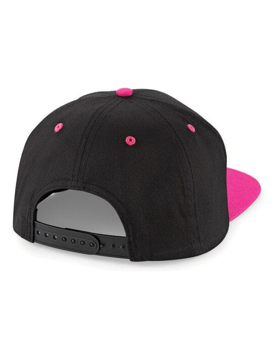 Beechfield B610C 5 Panel Contrast Snapback - Black/Fuchia