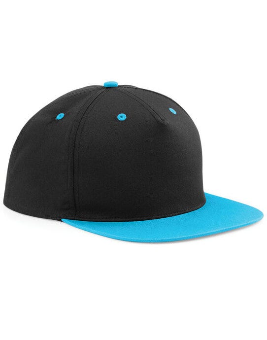 Beechfield B610C 5 Panel Contrast Snapback - Black/ Surf Blue