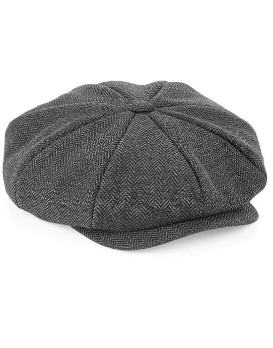 Beechfield B628 Heritage Baker Boy Cap - Charcoal Herringbone