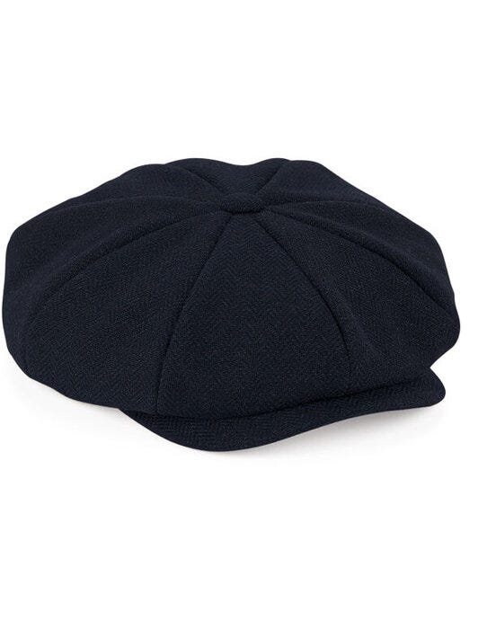 Beechfield B628 Heritage Baker Boy Cap - Navy Herringbone