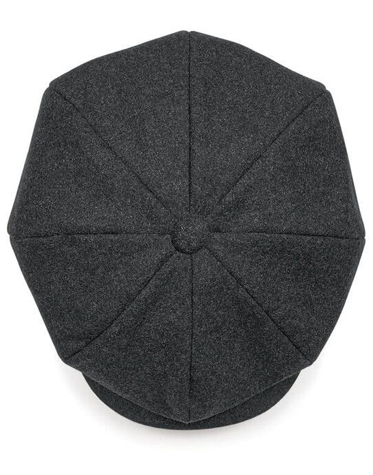 Beechfield B629 Melton Wool Baker Boy Cap - Charcoal Marl