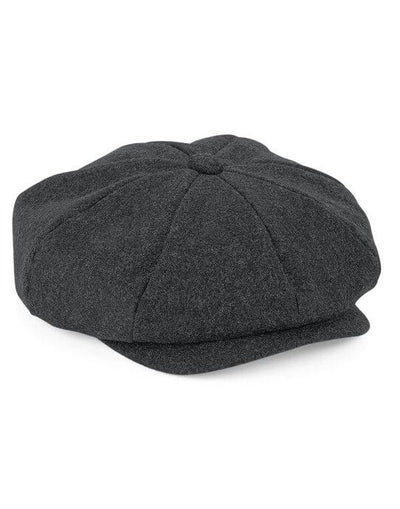 Beechfield B629 Melton Wool Baker Boy Cap - Charcoal Marl