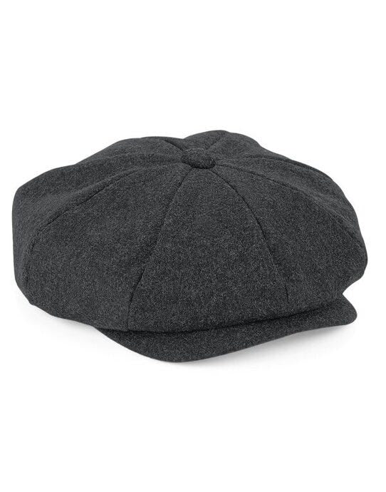 Beechfield B629 Melton Wool Baker Boy Cap - Charcoal Marl