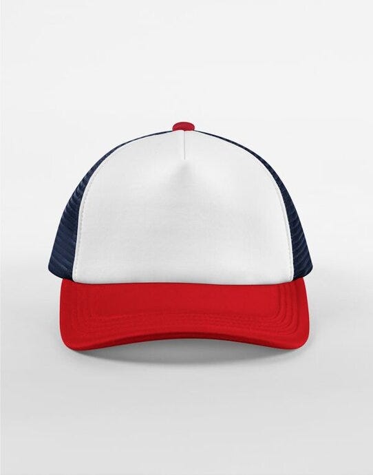 Beechfield B639 Retro 5 Panel Trucker - Navy/Red