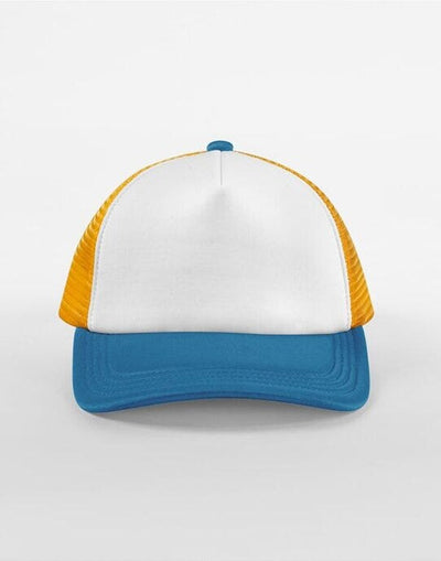 Beechfield B639 Retro 5 Panel Trucker - Sunflower/Heritage Blue