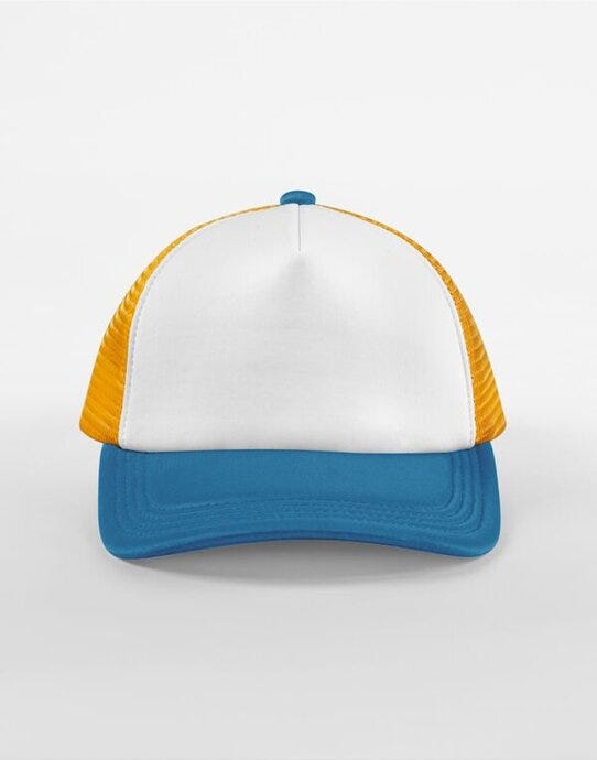 Beechfield B639 Retro 5 Panel Trucker - Sunflower/Heritage Blue