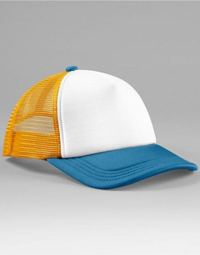 Beechfield B639 Retro 5 Panel Trucker - Sunflower/Heritage Blue