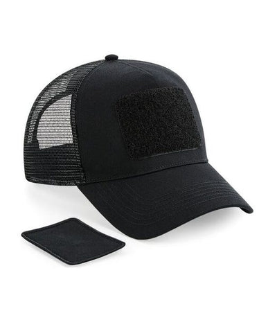 Beechfield B641 Black plain Patch Snapback Trucker Cap