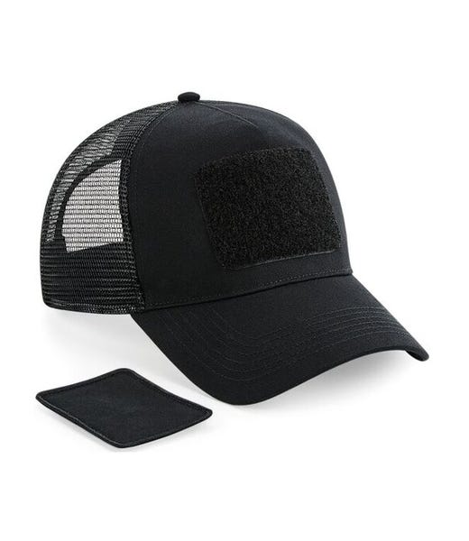 Beechfield B641 Black plain Patch Snapback Trucker Cap