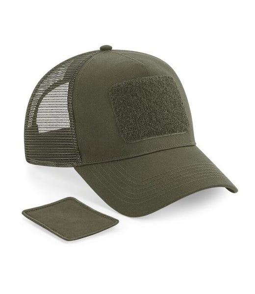 Beechfield B641 Military Green plain Patch Snapback Trucker Cap