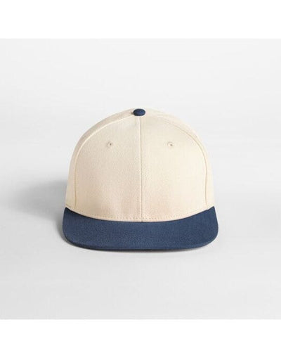 Beechfield B662 Contrast Flat Pk 6 Panel Cap - Natural/Navy