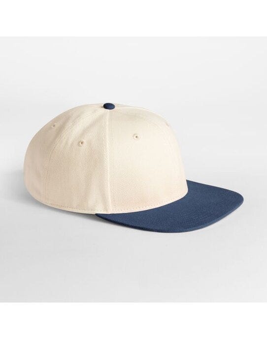 Beechfield B662 Contrast Flat Pk 6 Panel Cap - Natural/Navy