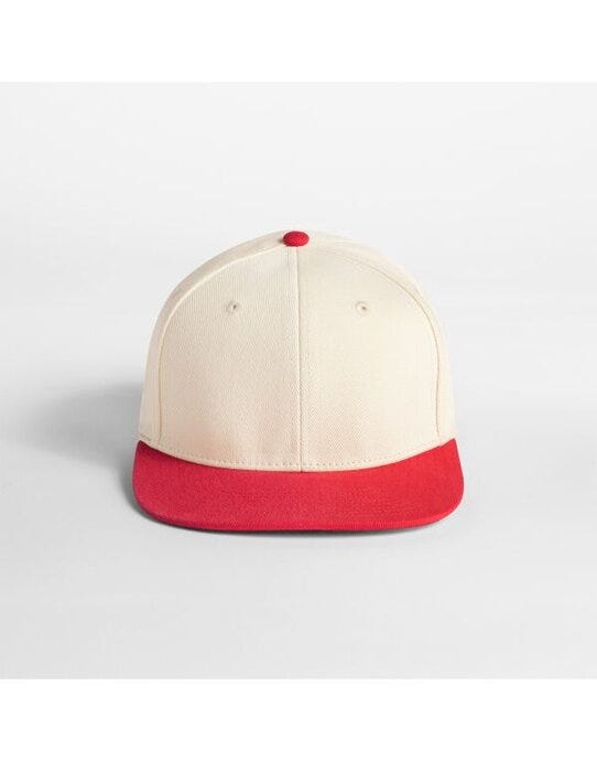 Beechfield B662 Contrast Flat Pk 6 Panel Cap - Natural/Red