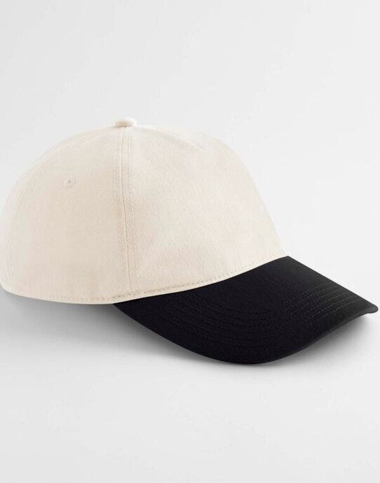 Beechfield B67 Contrast Peak Leisure Cap - Natural/Black
