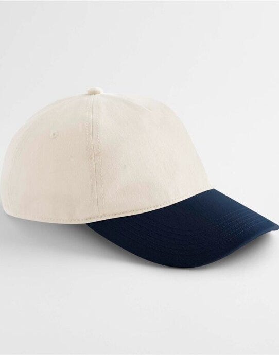 Beechfield B67 Contrast Peak Leisure Cap - Natural/French Navy