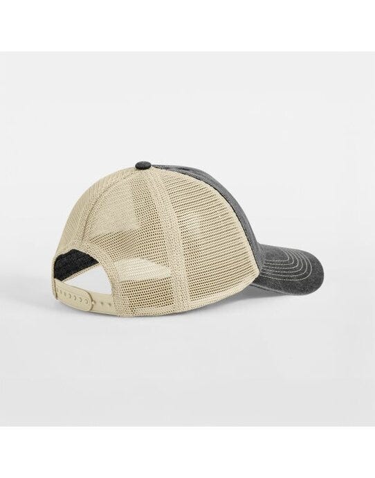 Beechfield B672 6 Panel Vintage Trucker - Vintage Black/Stone
