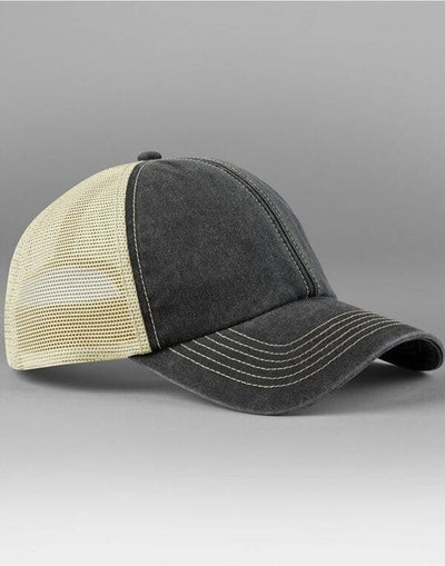 Beechfield B672 6 Panel Vintage Trucker - Vintage Black/Stone