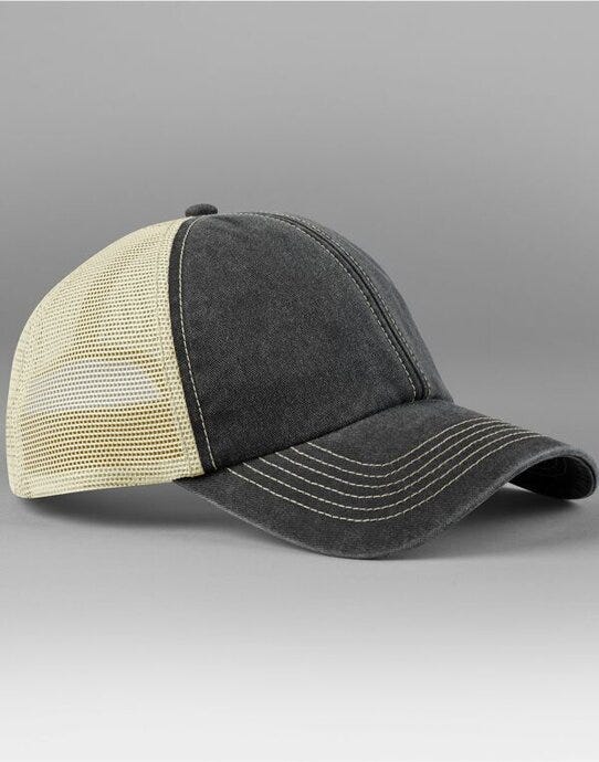 Beechfield B672 6 Panel Vintage Trucker - Vintage Black/Stone