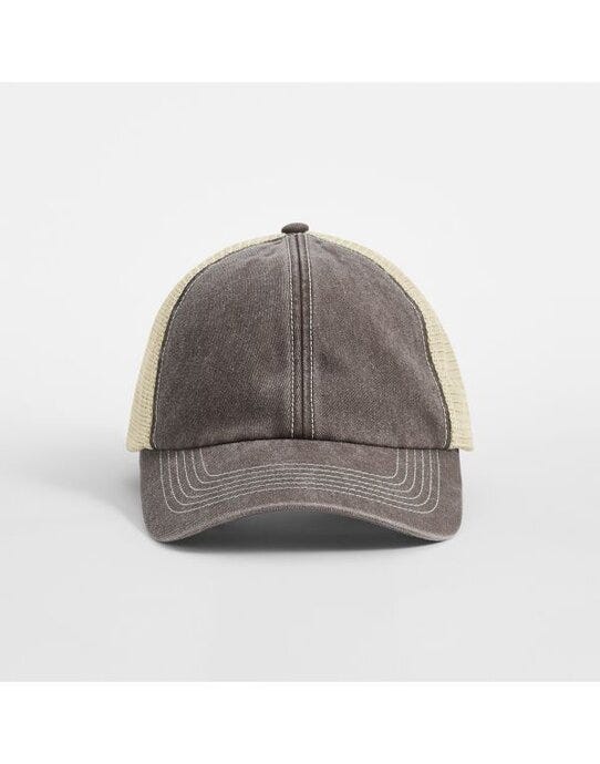 Beechfield B672 6 Panel Vintage Trucker - Vintage Brown/Stone