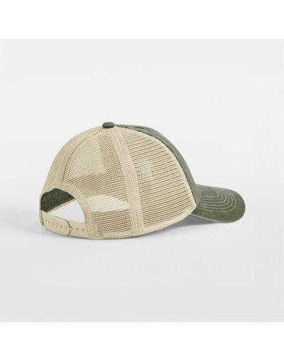 Beechfield B672 6 Panel Vintage Trucker - Vintage Olive/Stone