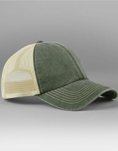 Beechfield B672 6 Panel Vintage Trucker - Vintage Olive/Stone